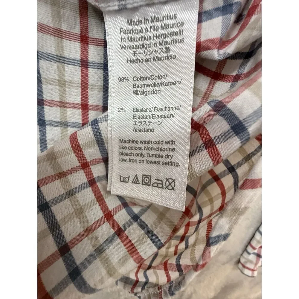 J.Crew Flex Washed Button-Down Plaid Shirt Casual Red Blue Checkered Pattern XL